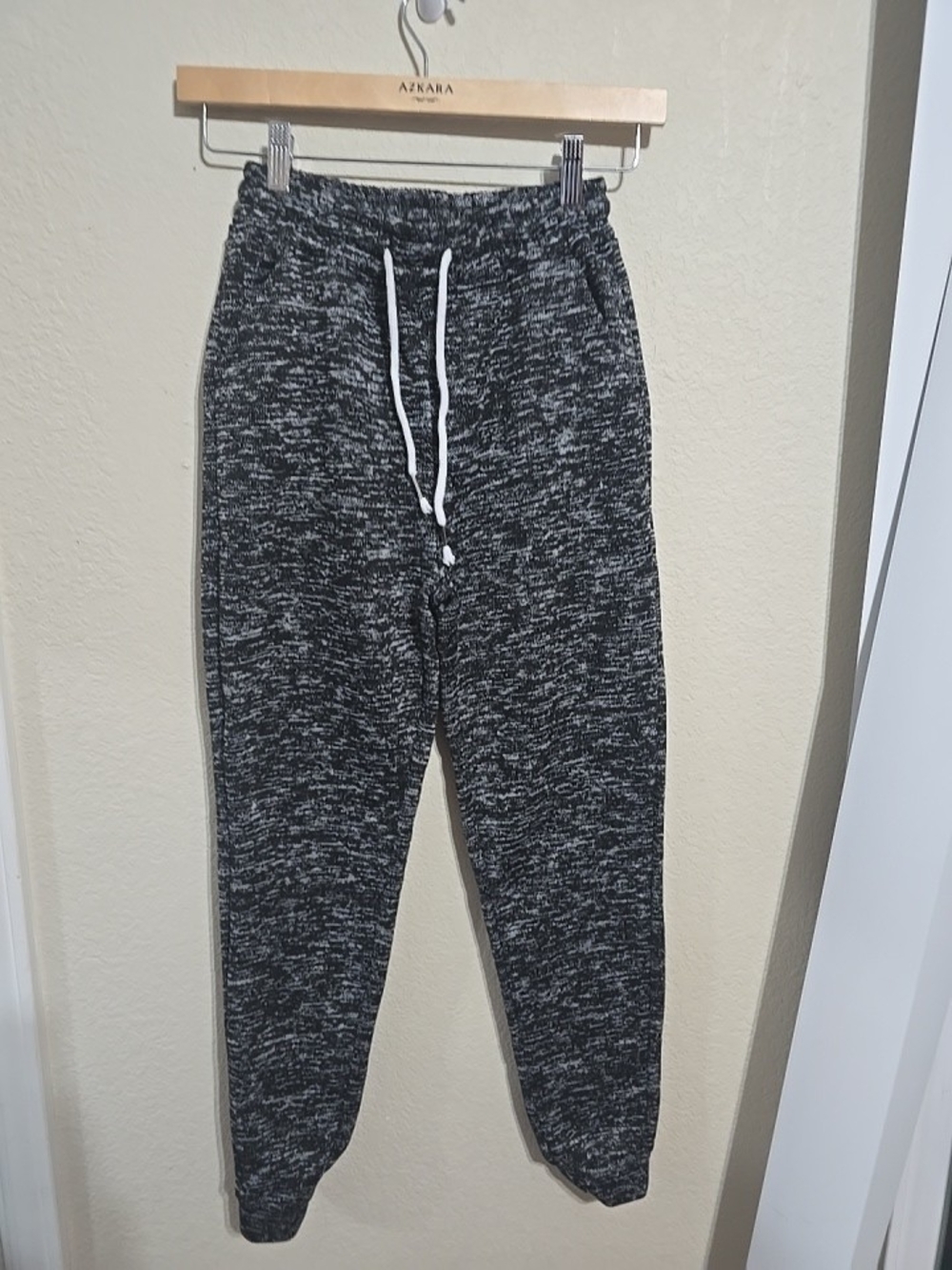 Women's Charcoal Marled Jogger Sweatpants with Drawstring